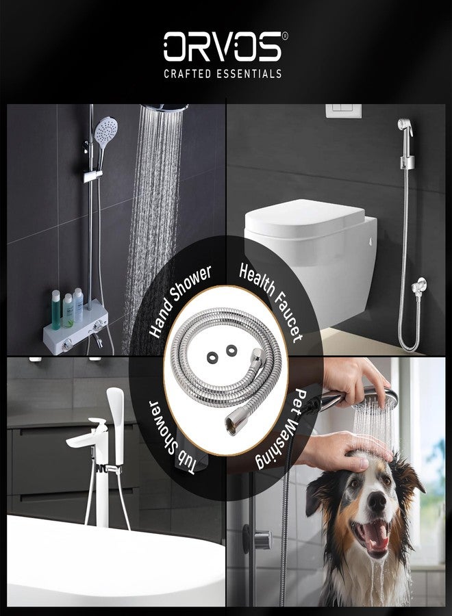 Orvos Shower Hose Extendable 1.5 To 1.7 Meter, Premium 304 Stainless Steel Outer Hose, With Epdm Inner Tube, for Hand Showers and Health Faucets In High End Luxury Bathrooms, Set of 1 - Image 4